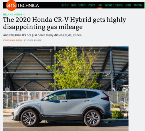 平均油耗不如TOYOTA RAV4　外媒直言Honda CR-V油電版「令人失望」（圖／截圖自arstechnica）