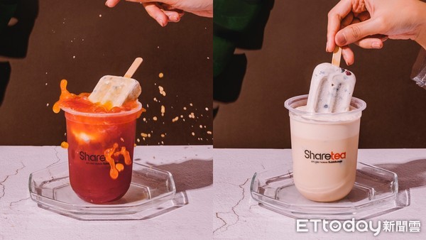 ▲▼Shareteax「喇枝系列」新飲品、。與義美聯名紅豆粉粿珍珠冰棒（圖／Shareteax提供）