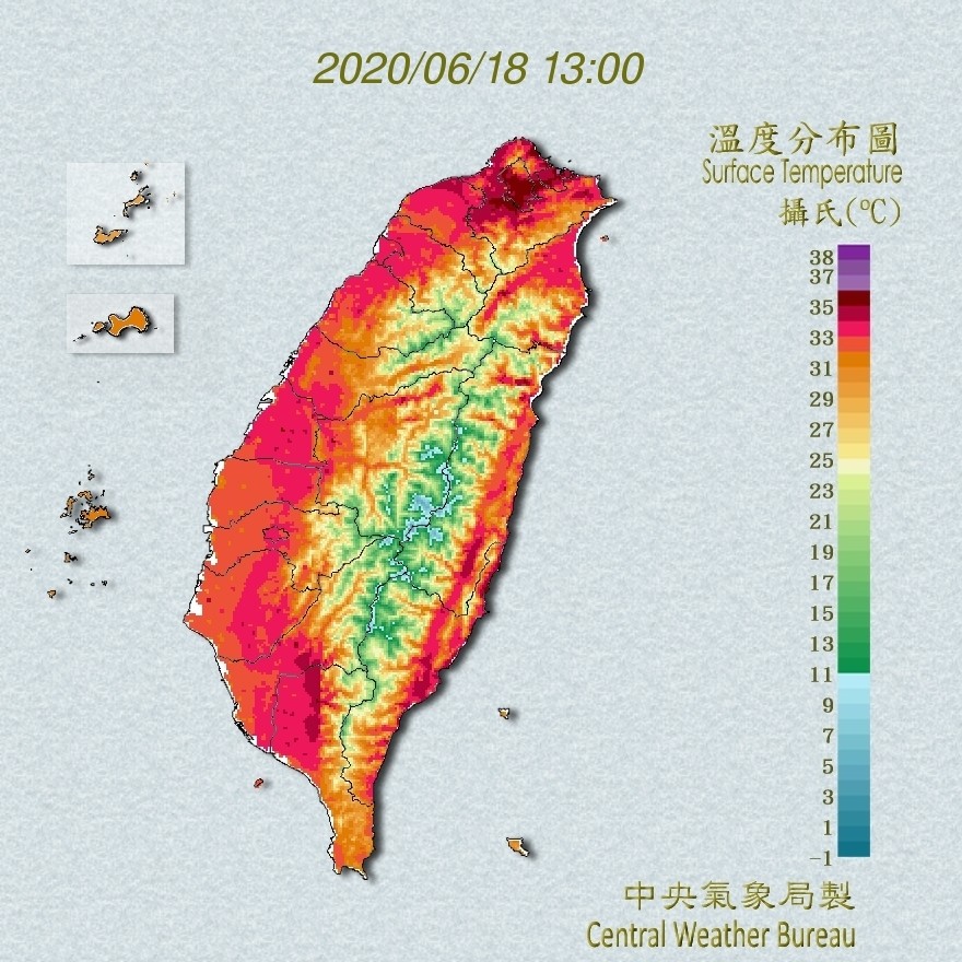 ▲▼高溫燈號。（圖／中央氣象局）