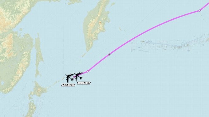 ▲▼「飛機守望」在推特上公開美軍兩架B-52H航跡圖。（圖／翻攝自Aircraft Spots推特）