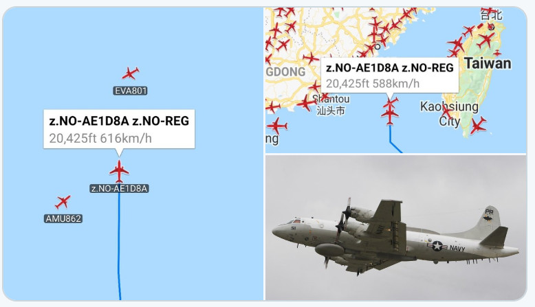 ▲▼美電偵機現蹤我西南空域。（圖／翻攝推特）