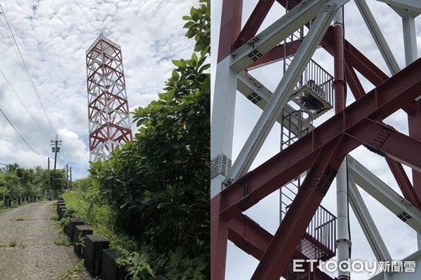 ▲▼基隆市大德國中附近20日傳出一名男子情緒不穩爬上電塔。（圖／記者郭世賢翻攝）