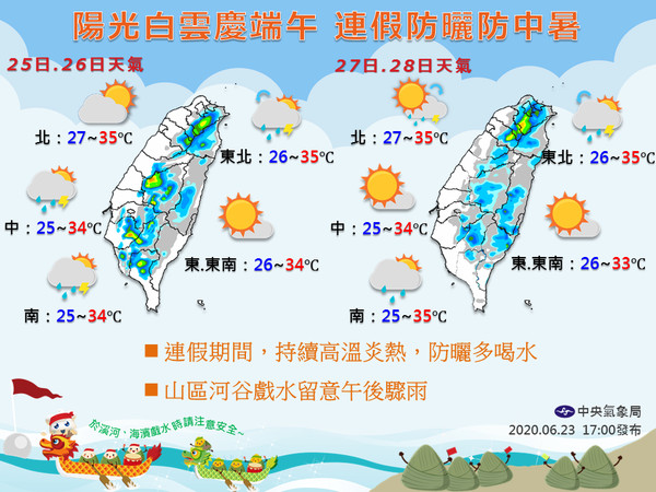 ▲▼端午連假全台天氣。（圖／翻攝報天氣-中央氣象局）