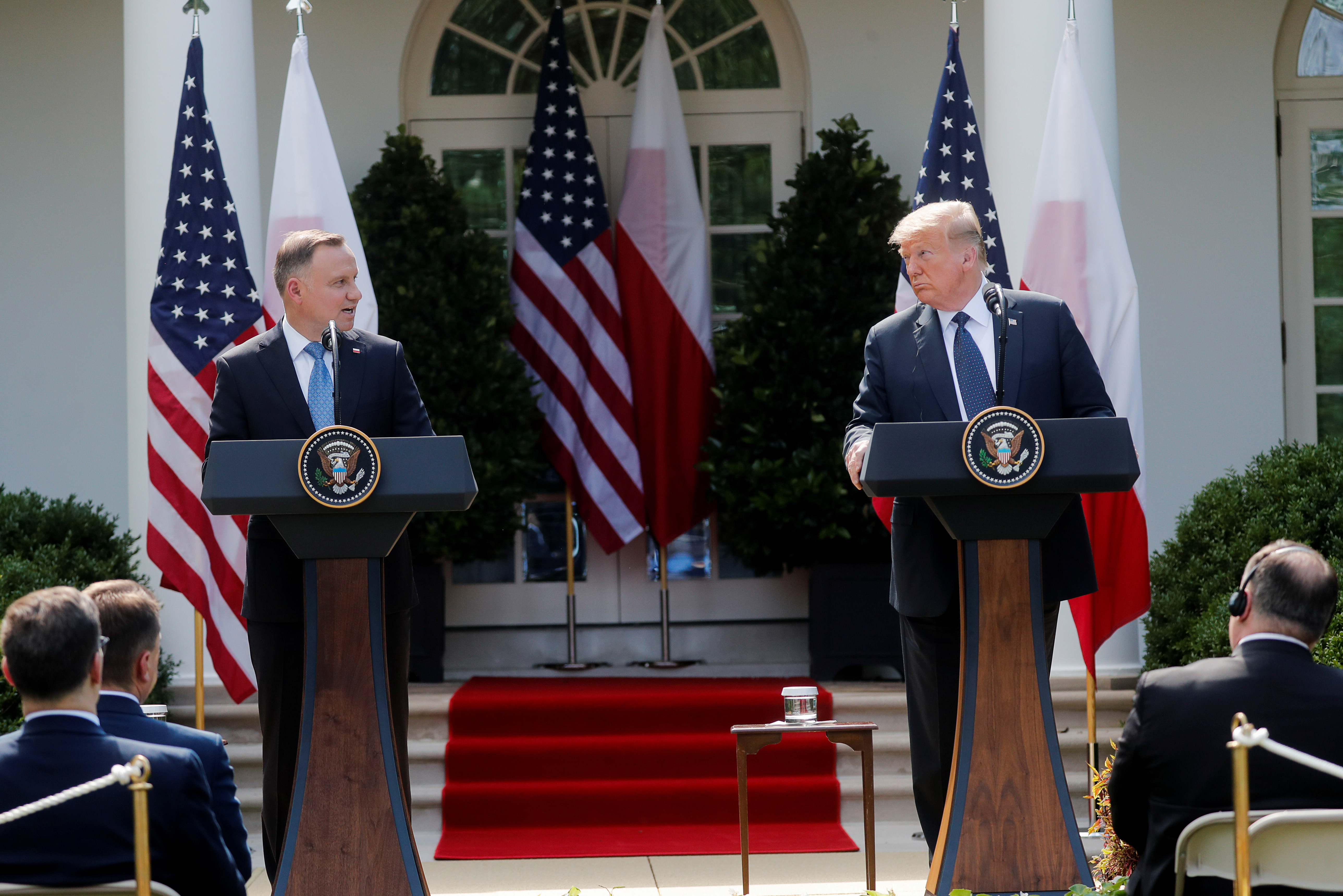 ▲▼蘭總統杜達（Andrzej Duda）成疫情後首訪美國白宮的外國元首，並與川普在玫瑰園發表談話。（圖／路透）