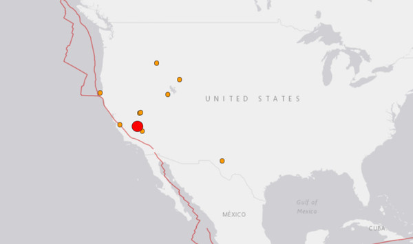 ▲▼加州中部發生規模6.0地震。（圖／翻攝自USGS）