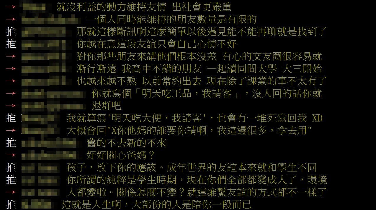 ▲▼好友畢業後不再熱絡！他遭酸「熱臉冷屁股」…網揭殘酷真相。（圖／翻攝自批踢踢）