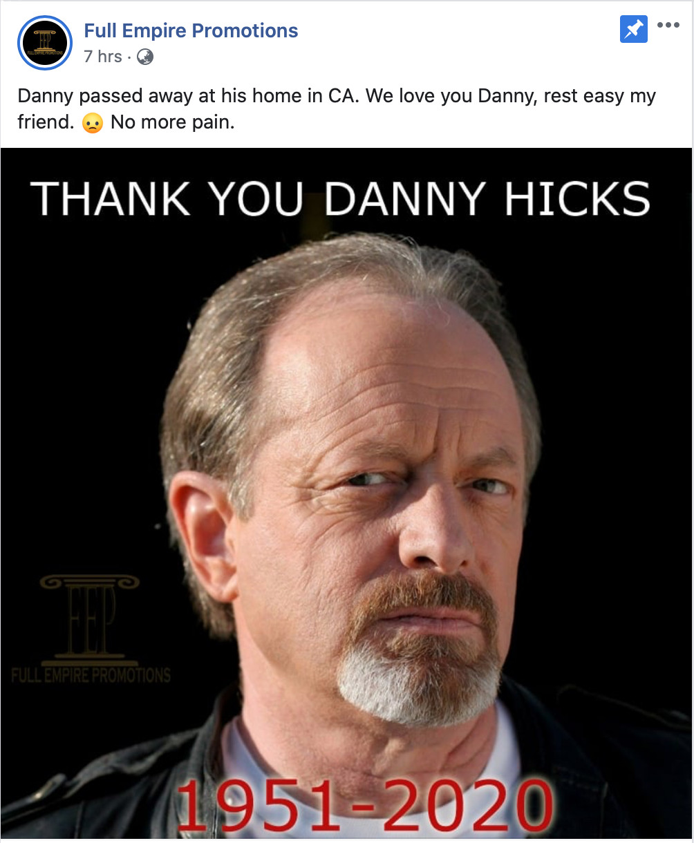 ▲▼丹希克斯（Danny Hicks）死亡。（圖／翻攝自Facebook／Full Empire Promotions） 