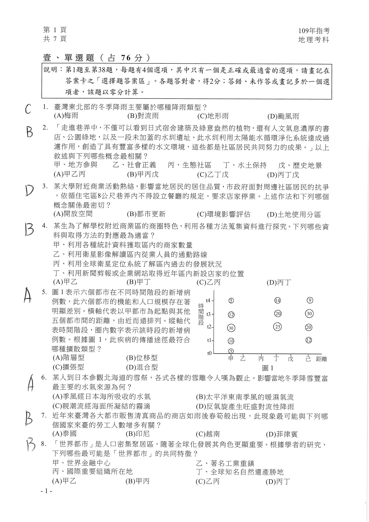 ▲▼  指考地理解答。（圖／台北補教協會提供）