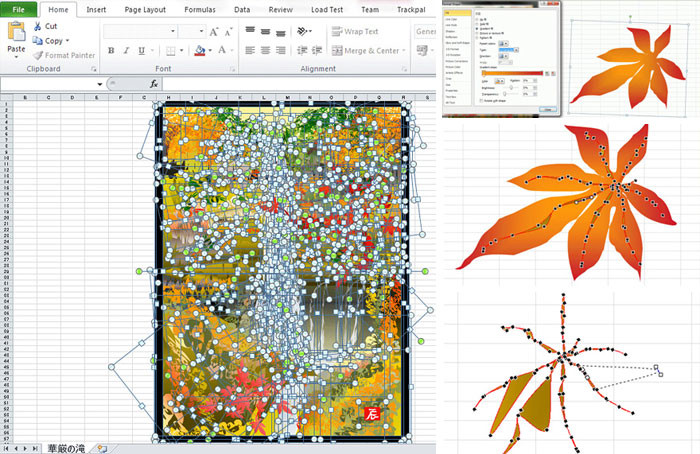 ▲▼日本老爺爺用Excel繪出精美畫作。（圖／翻攝自堀内辰男のホームページ）
