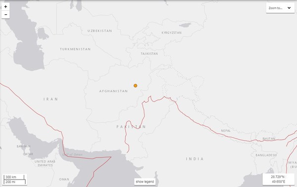 阿富汗地震。（圖／翻攝自USGS）