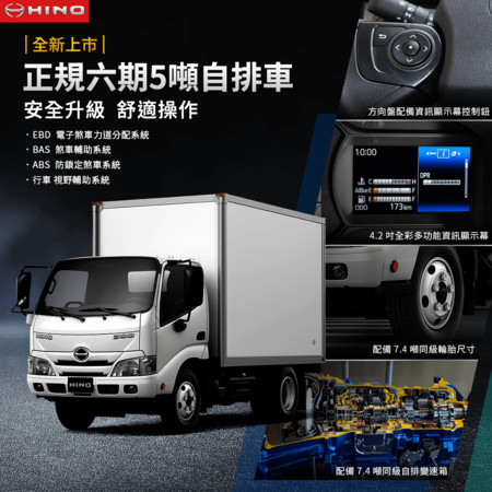 ▲HINO「6期5噸自排貨車」台灣開賣　買車就送100公升尿素加到滿。（圖／和泰汽車提供）