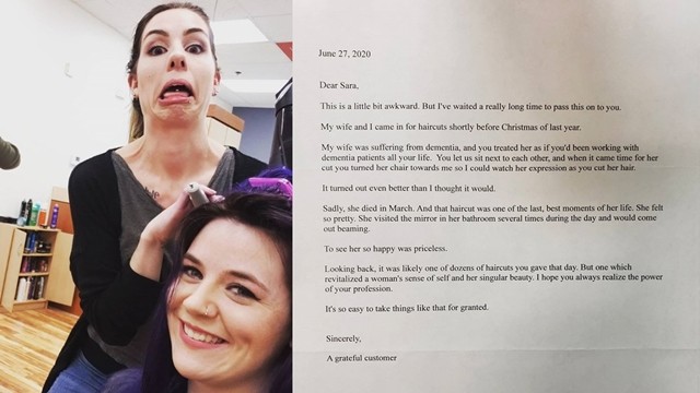 ▲▼美國一位失業髮型師收到一封匿名感恩信。（圖／翻攝自Instagram,s_hair_a_／Facebook,Sara Verkuilen）
