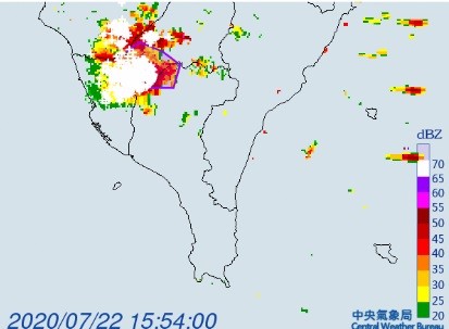 ▲▼大雷雨炸高屏。（圖／中央氣象局）