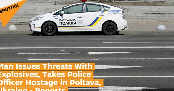 ▲烏克蘭一名男子用爆炸物威脅員警，並將後者劫持為人質。(圖／翻攝自衛星通訊社網站)