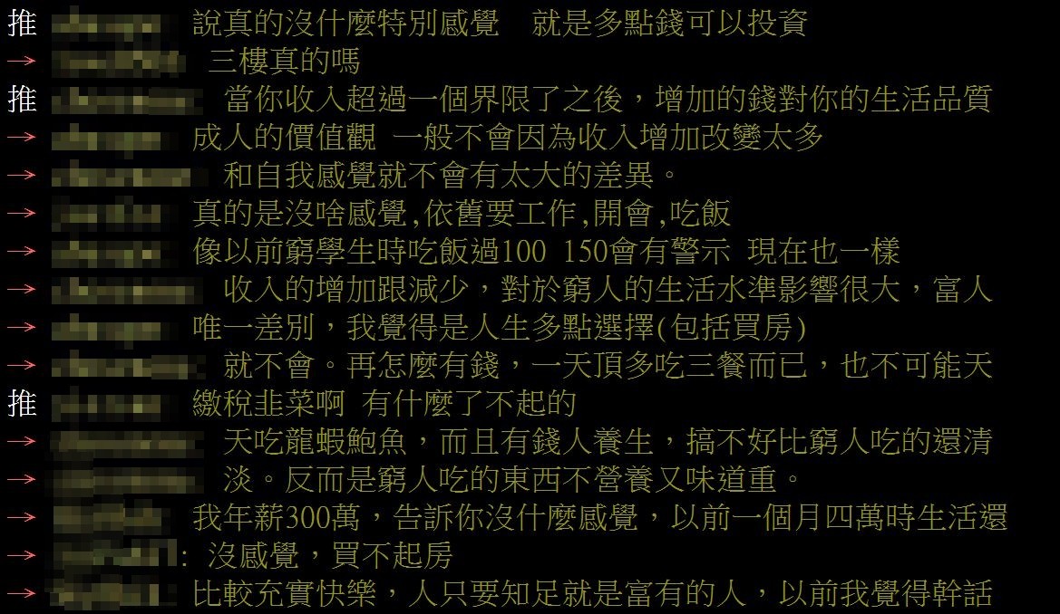 ▲▼「年薪300萬」會有什麼感覺　網友說出真實感受。（圖／翻攝自批踢踢）