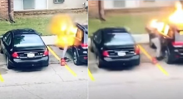 淋汽油想燒毀男友車　她卻被恐怖大火反撲...臉被燒傷又被捕！（圖／翻攝自YouTube／GretchenTheGreat）