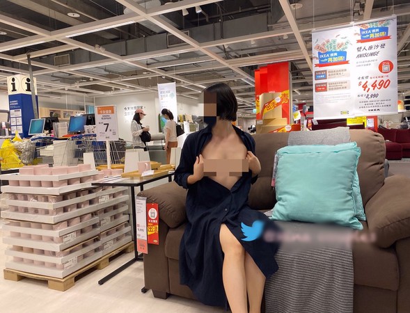 ▲▼台中米娜在IKEA等大賣場裸拍邀抖內，隨後關閉帳號，警方追緝中。（圖／翻攝台中米娜Twitter）
