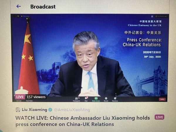 ▲▼陸駐英大使劉曉明警告：中國不會將香港的BNO護照視合法證件。（圖／翻攝央視）
