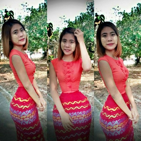 ▲緬甸一名女子蘇娜英（Su Naing）擁有「13.7吋（約34公分）的超細腰」。（圖／翻攝自Su Moh Moh Naing臉書）