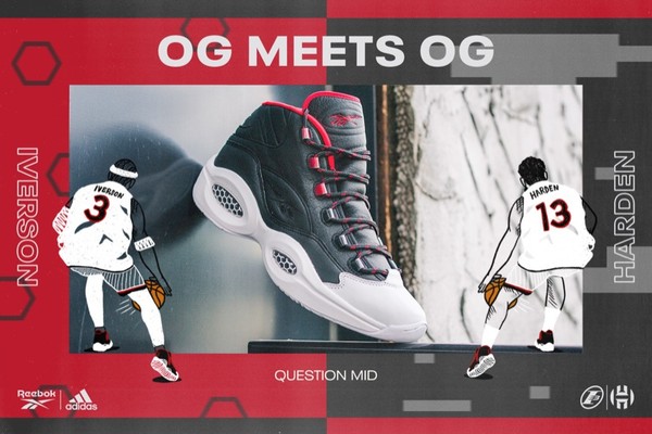 ▲Reebok與Adidas再次攜手，邀請Allen Iverson以及James Harden兩大指標人物 推出Question Mid”OG MEETS OG。（圖／品牌提供）