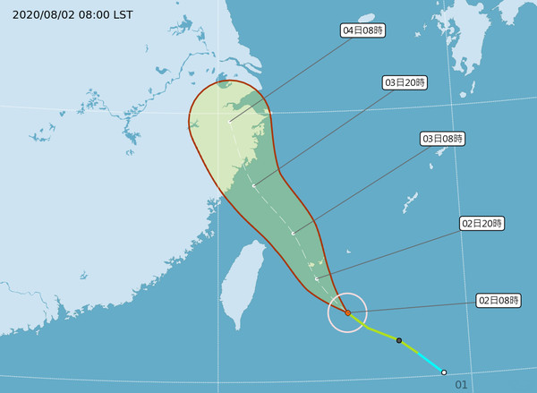 ▲▼0802哈格比颱風0800預報。（圖／中央氣象局）