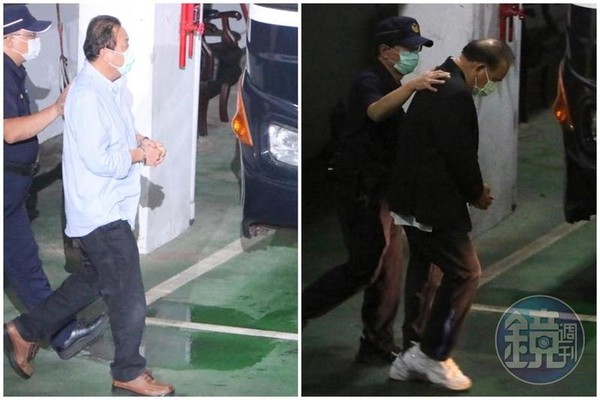 民進黨立委蘇震清（左圖）與國民黨籍立委廖國棟（右圖）羈押禁見，被送上囚車。