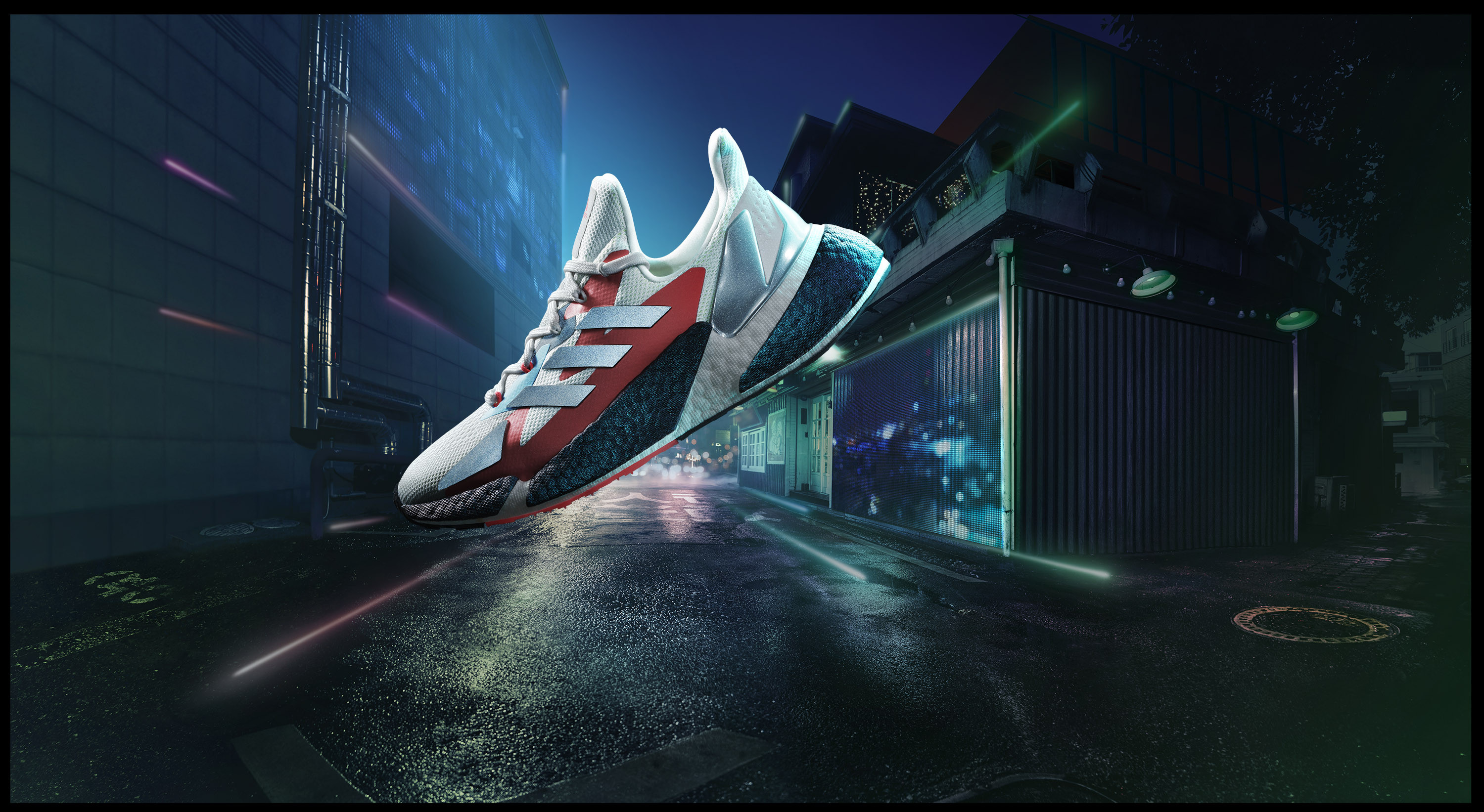 貝克漢、張鈞甯聯手演繹adidas X9000科技跑鞋，金曲饒舌超新星高爾宣顛覆想像搶先著用（圖 品牌提供）