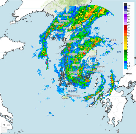 ▲▼南韓10日下午3時10分氣象雷達回波圖。（圖／翻攝自大韓民國氣象廳）