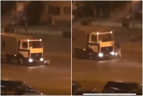 ▲▼白俄羅斯示威，疑有卡車輾過示威者。（圖／翻攝自Twitter）
