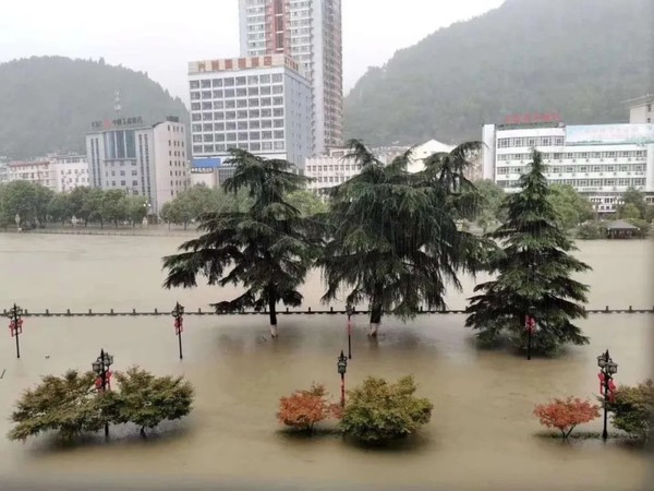 ▲陝西省漢中市略陽縣被洪水淹沒。（圖／翻攝自陝西都市快報，下同）