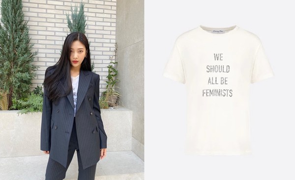 ▲南韓網友指出Joy身穿的T-Shirt文字是WE SHOULD ALL BE FEMINISTS。（圖／翻攝自Joy IG／品牌官網）