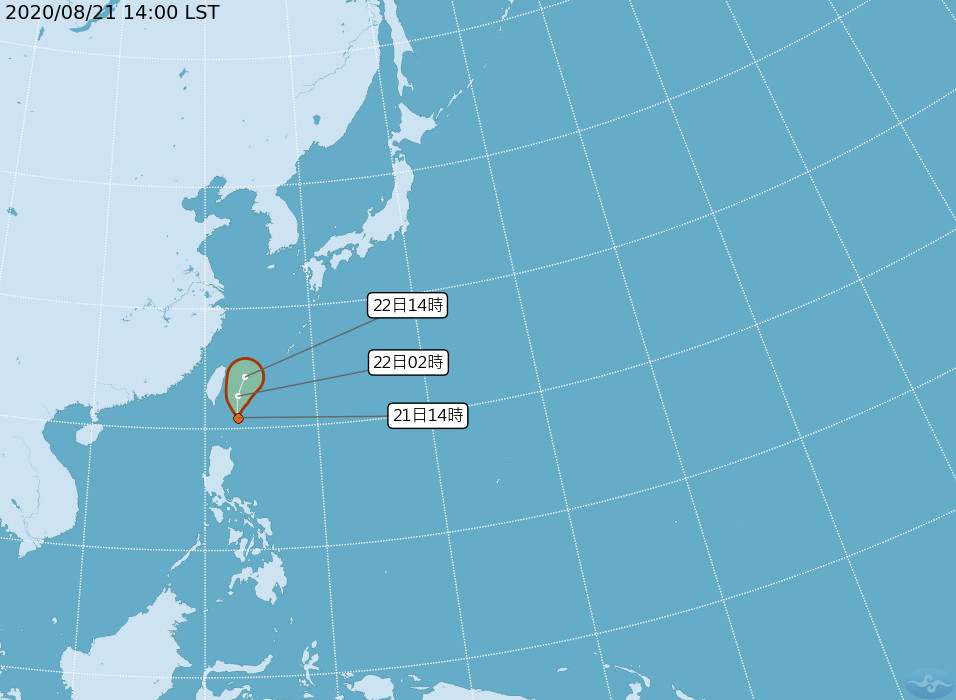 ▲▼位於菲律賓東方海面上的熱帶性低氣壓可能生成為8號颱風巴威。（圖／氣象局）