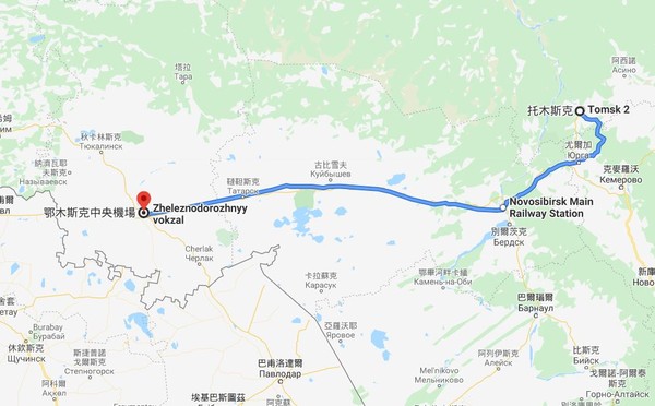 ▲納瓦爾尼搭乘的飛機自托木斯克飛往鄂木斯克後迫降。（圖／GOOGLE MAP）