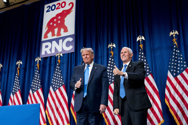 ▲▼川普與潘斯（Mike Pence）接受共和黨提名代表參加2020總統大選。（圖／達志影像／美聯社）