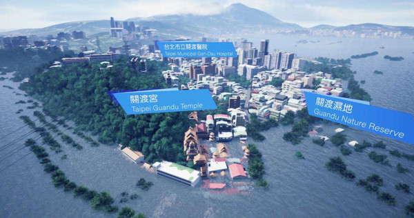 2050年颱風過境時，大半台北市都將被水淹沒。（圖／綠色和平組織提供）