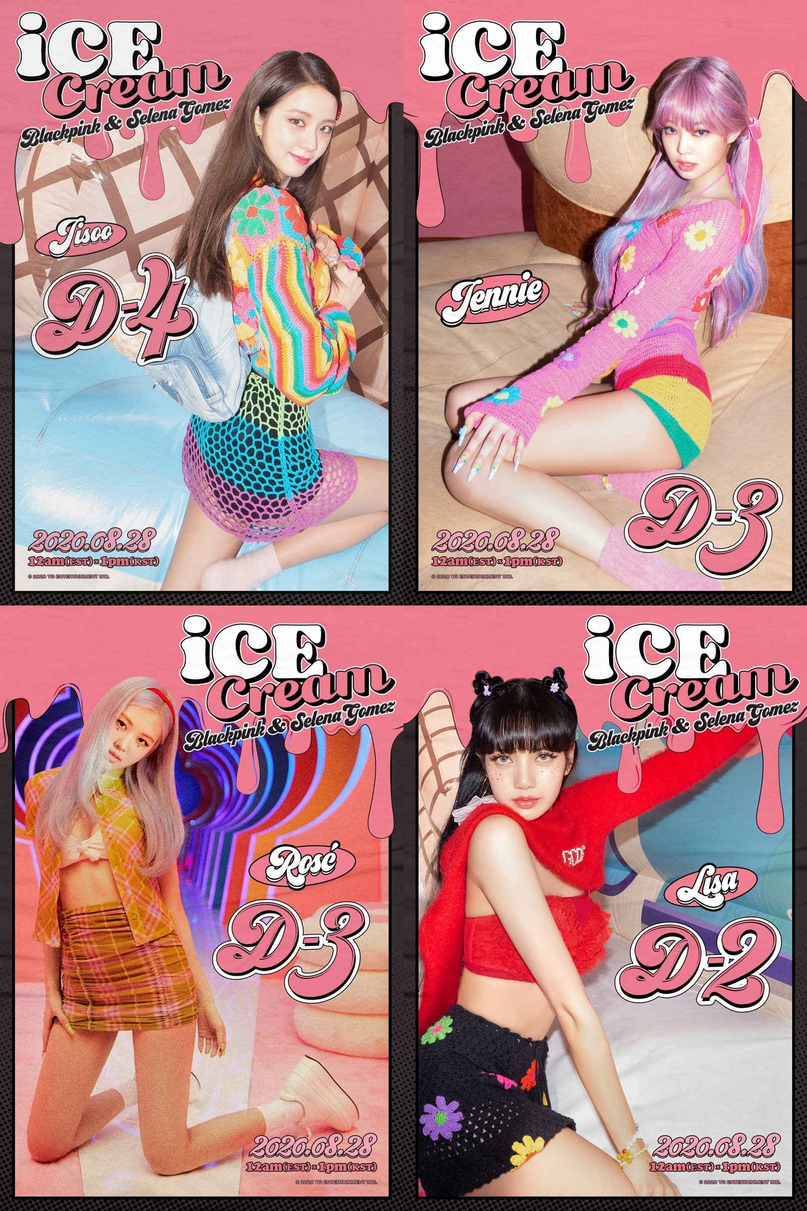 ▲Jisoo（左上）、Jennie（右上）、Rose（左下）和Lisa（右下）概念照。（圖／翻攝自BLACKPINK TWITTER）