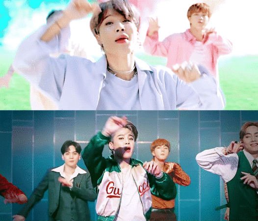 ▲▼防彈少年團（BTS）《Dynamite》的兩版MV中，JIMIN有完全不同的表情。（圖／翻攝自YouTube／Big Hit Labels）