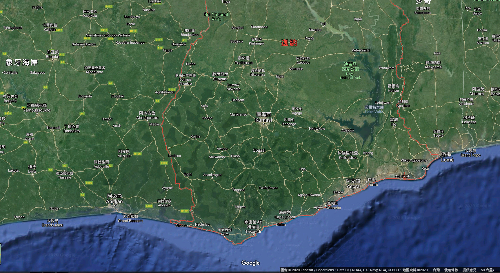 ▲▼又有2名南韓籍漁工在西非迦納海域被海上武裝份子綁架。（圖／翻攝自Google Map）