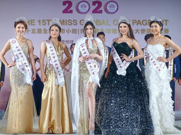 第5名鄭娌姗（左起）、第2名黃逸薰、第1名陳怡蒨、第3名昝依甯、第4名陳晴雯。（中華全球城市選拔協會）