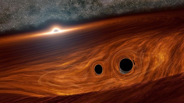 ▲▼最大規模雙黑洞合併模擬圖。（圖／翻攝自天文物理期刊通訊網站）