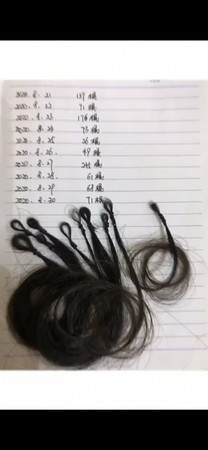▲▼女網友紀錄下12天掉髮量，立刻引起熱議。（圖／翻攝自微博）