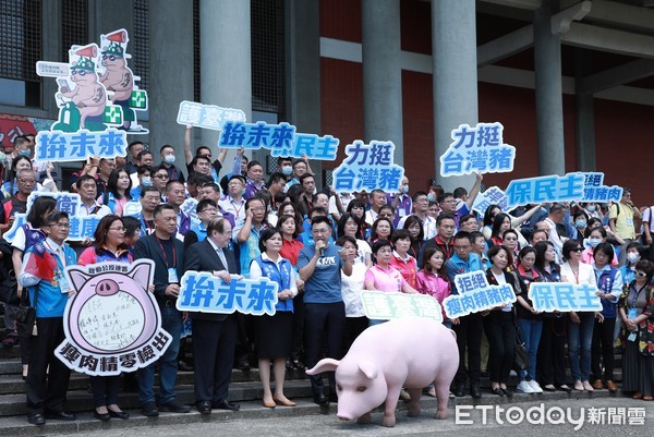 ▲▼國民黨全代會場外「瘦肉精零檢出公投連署」記者會,江啟臣（圖／記者周宸亘攝）