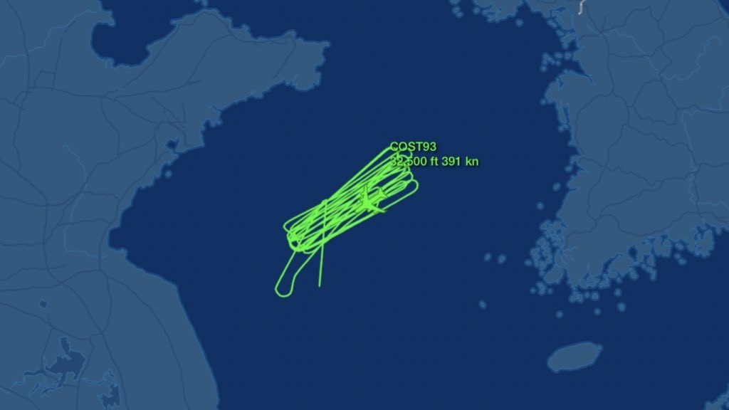 ▲▼美RC-135S偵察機不斷繞行黃海　解放軍演習被看光。（圖／Aircraft Spots）