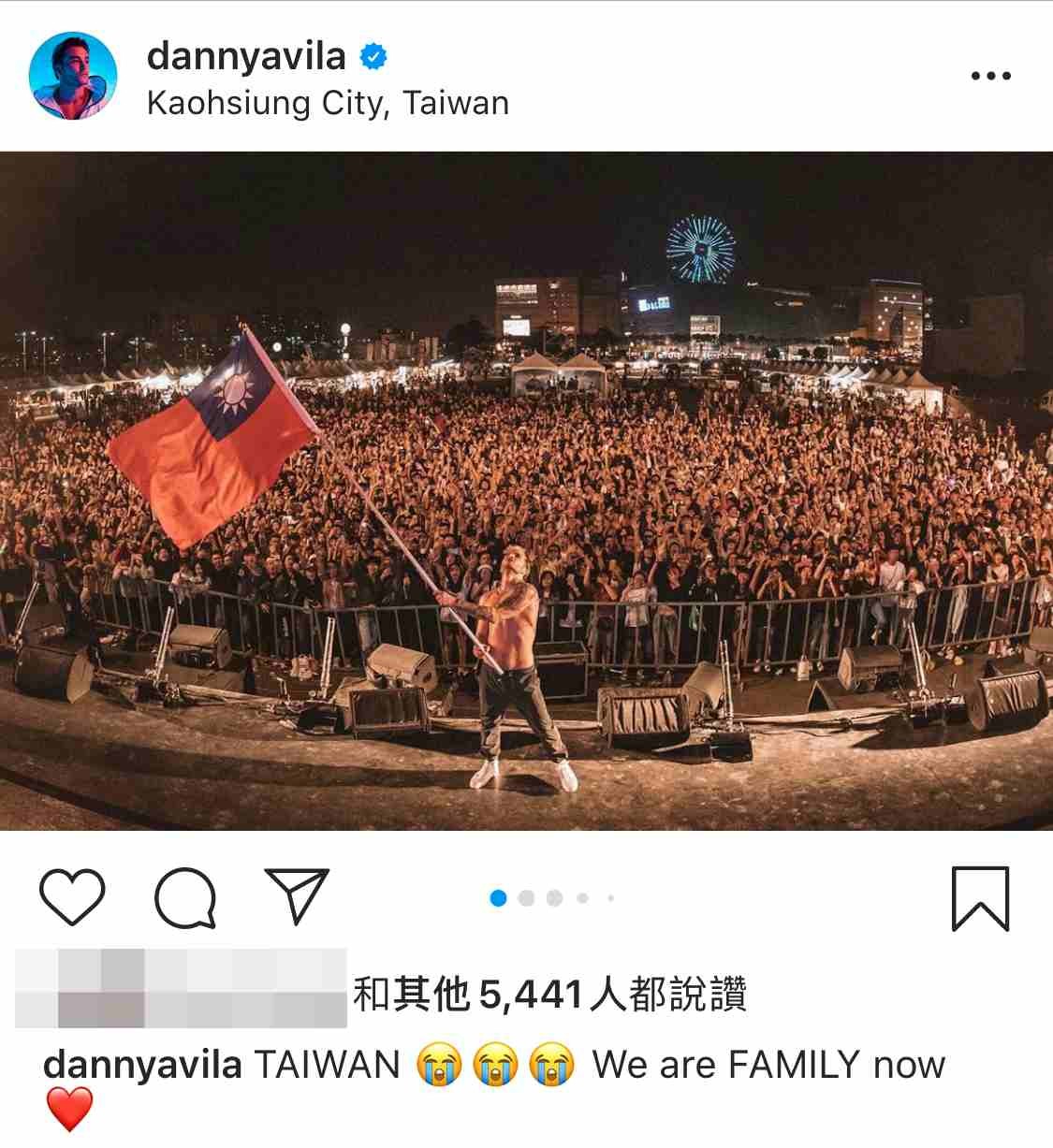 ▲▼Danny Avila：「台灣，我們現在是一家人了」。（圖／翻攝自Instagram／Danny Avila）