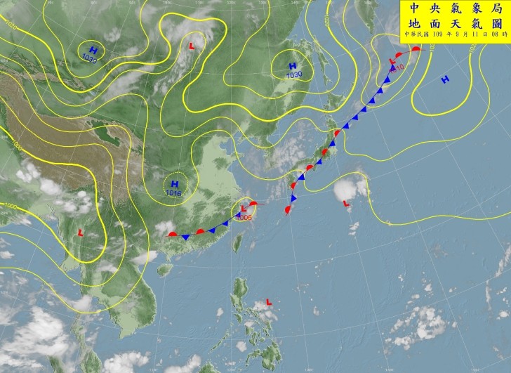 ▲明日有鋒面通過。（圖／氣象局）