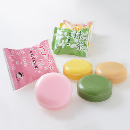 ▲日本品牌推四種香氣100%天然皂（櫻花、抹茶、柚子、米糠）。（圖／翻攝自日本品牌洋吉屋）