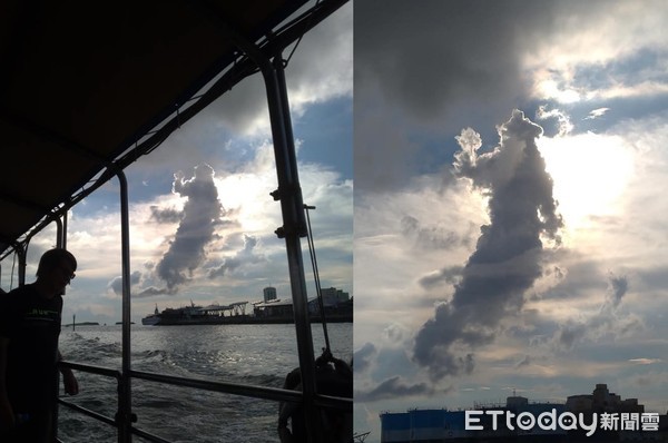 ▲去澎湖玩！搭船驚見「巨大濟公雲」　旁邊遛著一隻小狗狗。（圖／網友張玉麟提供，請勿隨意翻拍，以免侵權。）
