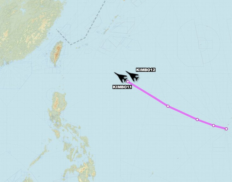 ▲▼ 美軍25日2架B-1B轟炸機稍早已自關島安德森空軍基地起飛，朝著台灣的方向飛來。（圖／翻攝自推特／Aircraft Spots）