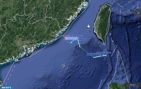 ▲▼美軍EP-3E偵察機逼近福建海岸。（圖／翻攝自Twitter／SCSPI）