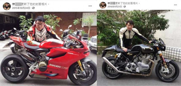 林東芳臉書上充滿他與各種昂貴重機的合照。（圖／翻攝自臉書）